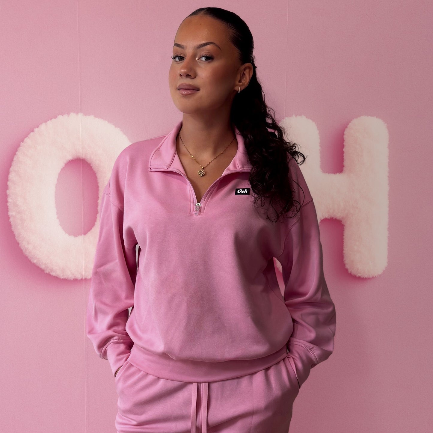 Sweatshirt set med halv dragkedja
