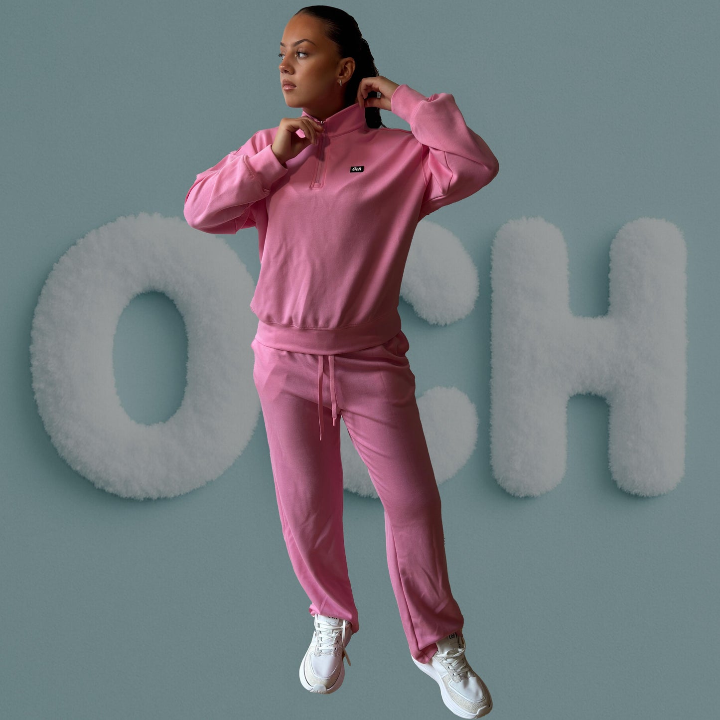 Sweatshirt set med halv dragkedja